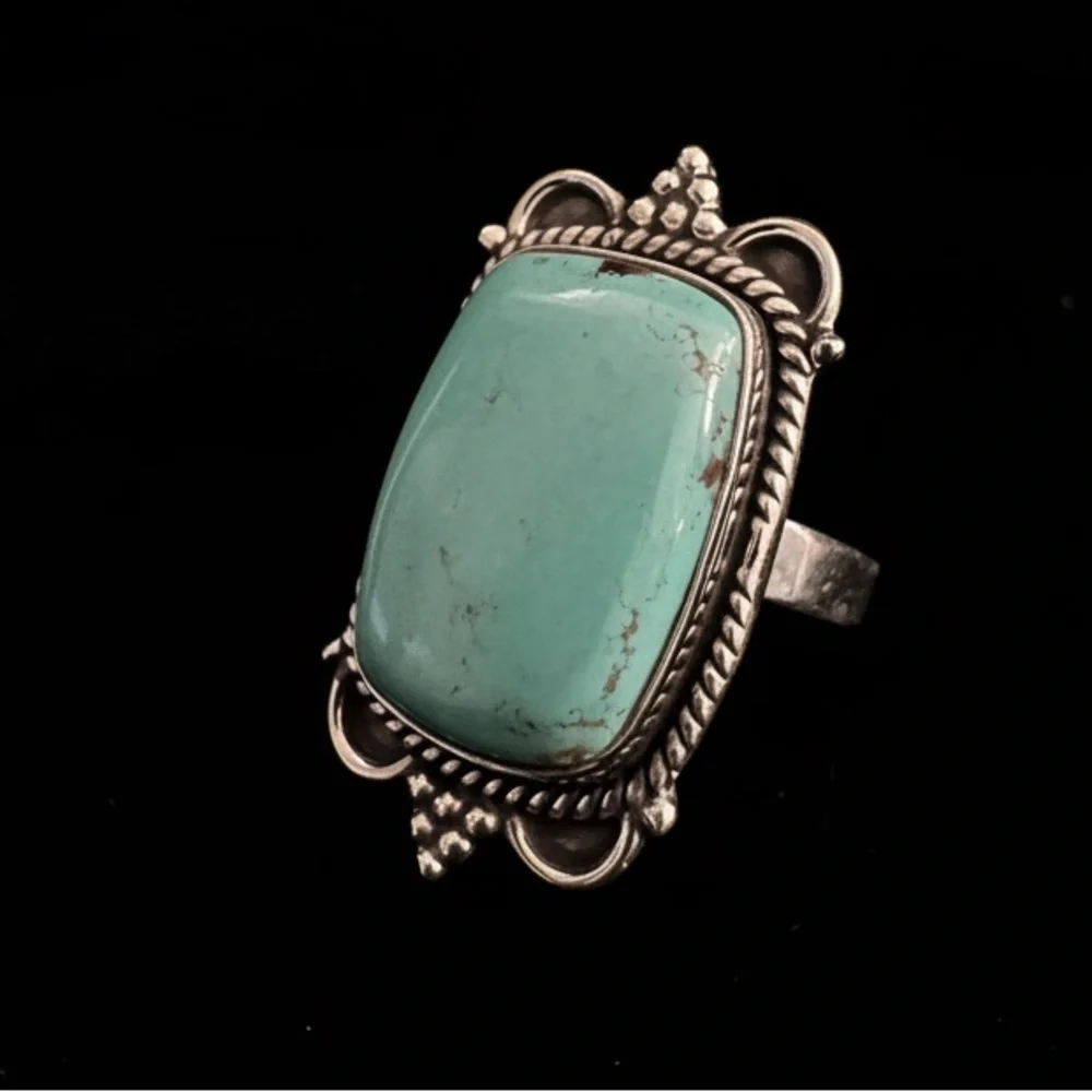 Genuine Turquoise‎ and Sterling Silver Women's Ring